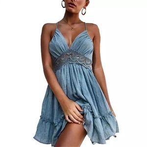 Dresses - Sexy Blue Bohemian Backless Summer Dress Dresses - Sexy Blue Bohemian Backless Summer Dress